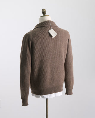 Filippo De Laurentiis Wardrobe Staple Cashmere Blend Ribbed Quarter Zip Sweater Taupe 0 1