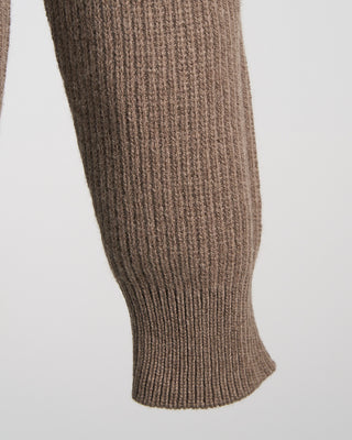 Filippo De Laurentiis Wardrobe Staple Cashmere Blend Ribbed Quarter Zip Sweater Taupe 0 3