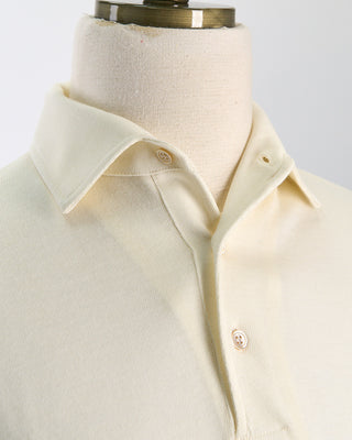 Filippo De Laurentiis Elegant Stand Up Collar Long Sleeve Fine Merino Polo Cream 0 3
