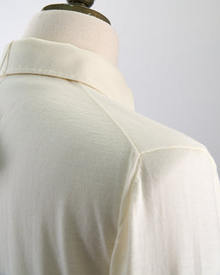 Filippo De Laurentiis Elegant Stand Up Collar Long Sleeve Fine Merino Polo Cream 0 4