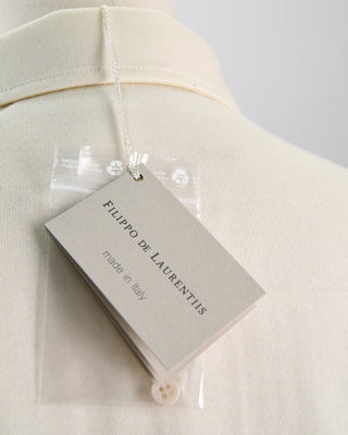 Filippo De Laurentiis Elegant Stand Up Collar Long Sleeve Fine Merino Polo Cream 0 5