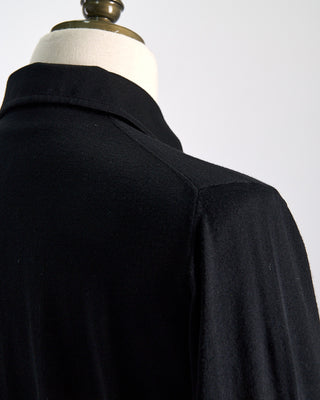 Filippo De Laurentiis Elegant Stand Up Collar Long Sleeve Fine Merino Polo Black 0 4