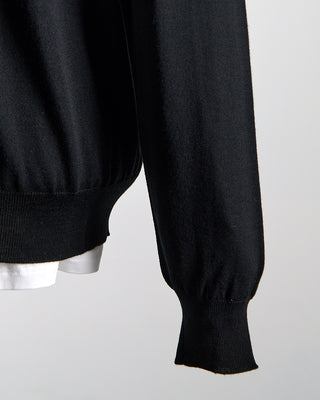 Filippo De Laurentiis Elegant Stand Up Collar Long Sleeve Fine Merino Polo Black 0 5