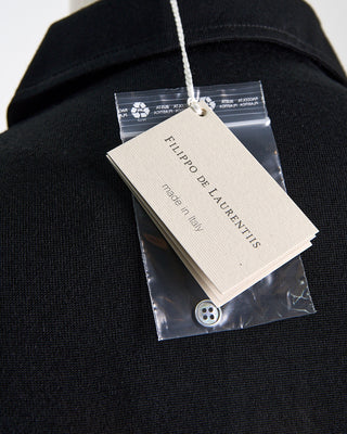 Filippo De Laurentiis Elegant Stand Up Collar Long Sleeve Fine Merino Polo Black 0 6