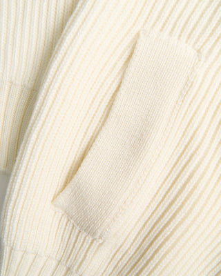 Filippo De Laurentiis Super Soft Merino 7 Gauge Full Button Blouson Cardigan Ivory 0 3