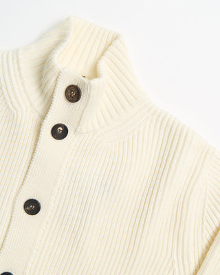 Filippo De Laurentiis Super Soft Merino 7 Gauge Full Button Blouson Cardigan Ivory 0 6