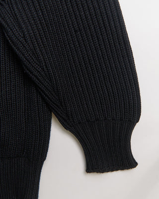 Filippo De Laurentiis Super Soft Merino 7 Gauge Full Button Blouson Cardigan Black 0 2