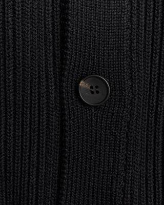 Filippo De Laurentiis Super Soft Merino 7 Gauge Full Button Blouson Cardigan Black 0 3