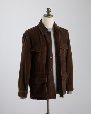 Manto Plush Garment Washed Wool safari Jacket Chocolate 1158