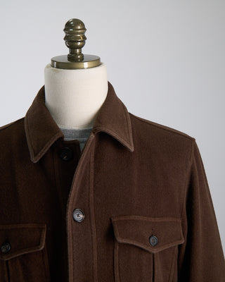 Manto Plush Garment Washed Wool safari Jacket Chocolate 1160