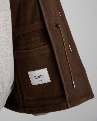 Manto Plush Garment Washed Wool safari Jacket Chocolate 1166