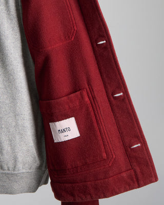 Manto Plush Garment Washed Wool Elasi Shirt Jacket Ruby 1135