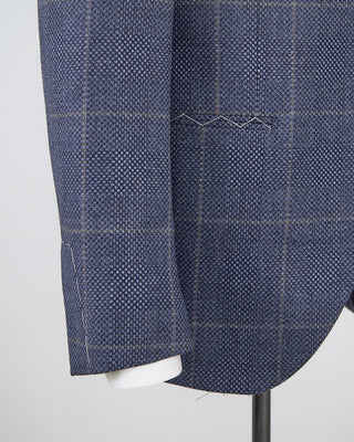 Luigi Bianchi Mantova Birdseye Windowpane Wool Stretch Suit Light Blue  7