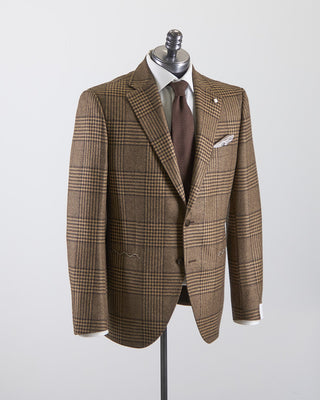 Luigi Bianchi Mantova Camel Wool Glencheck Suit Camel