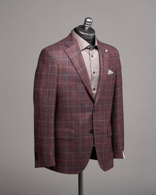 Luigi Bianchi Mantova Wool Silk  Cashmere Check Dream Sport Jacket Bordeaux 2 5281