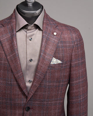 Luigi Bianchi Mantova Wool Silk  Cashmere Check Dream Sport Jacket Bordeaux 3 5287