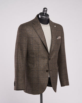 Luigi Bianchi Mantova Tonal Check Wool Hybrid Sport Jacket Grey  Tan 4 2118