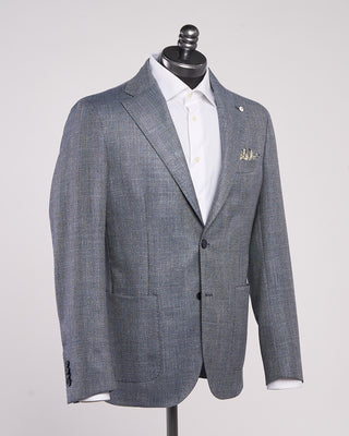L.B.M. 1911 Wool Silk  Linen Herringbone Soft Sport Jacket Light Blue 3 2027