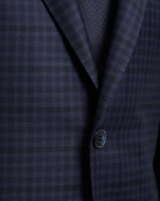 Luigi Bianchi Mantova Tonal Gingham Summer Weight Wool Suit Blue  Black 1 3