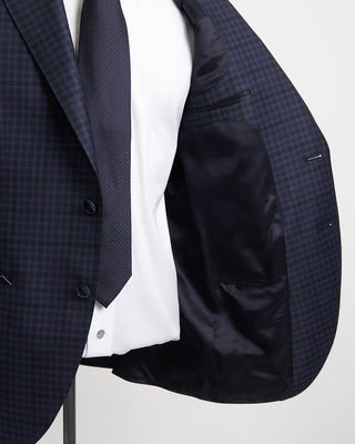Luigi Bianchi Mantova Tonal Gingham Summer Weight Wool Suit Blue  Black 1 4