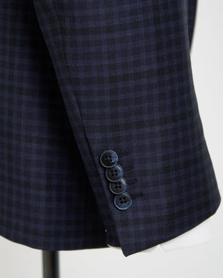 Luigi Bianchi Mantova Tonal Gingham Summer Weight Wool Suit Blue  Black 1 6