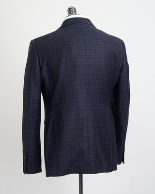 Luigi Bianchi Mantova Tonal Gingham Summer Weight Wool Suit Blue  Black 1 7