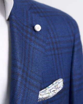 Luigi Bianchi Mantova Wool Silk And Linen Crisp Check Sport Jacket Indigo 1 2