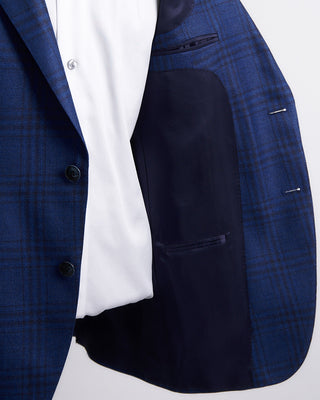 Luigi Bianchi Mantova Wool Silk And Linen Crisp Check Sport Jacket Indigo 1 4