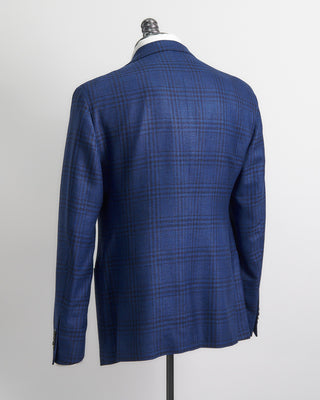 Luigi Bianchi Mantova Wool Silk And Linen Crisp Check Sport Jacket Indigo 1 7