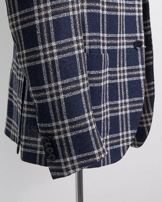 L.B.M. 1911 Untreated Slub Cotton Bold Check Soft Sport Jacket Navy 1 6