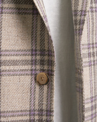 L.B.M. 1911 Garment Washed Slub Cotton Bold Check Soft Sport Jacket Mauve 1 3