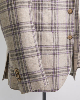L.B.M. 1911 Garment Washed Slub Cotton Bold Check Soft Sport Jacket Mauve 1 6