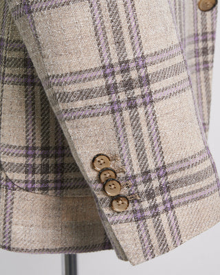 L.B.M. 1911 Garment Washed Slub Cotton Bold Check Soft Sport Jacket Mauve 1 7
