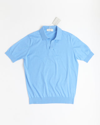 Filippo De Laurentiis Supima Cotton Johnny Collar Polo Shirt Light Blue 0