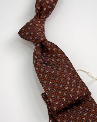 Paolo Albizzati Mini Squares Woven Tie Brown 1 2