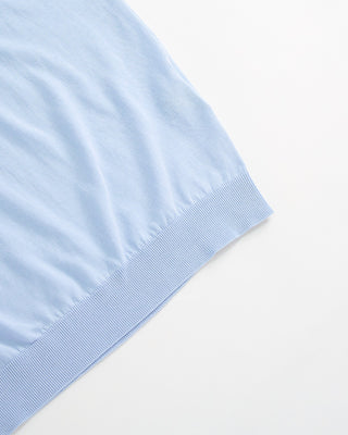 Filippo De Laurentiis Standup Collar Crêpe Cotton Polo Shirt Light Blue 1 1