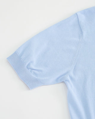 Filippo De Laurentiis Standup Collar Crêpe Cotton Polo Shirt Light Blue 1 2