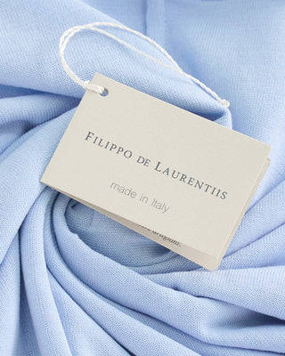Filippo De Laurentiis Standup Collar Crêpe Cotton Polo Shirt Light Blue 1 5