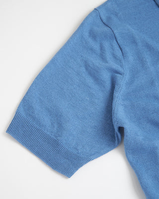 Filippo De Laurentiis Standup Collar Linen  Cotton Polo Shirt Blue 0 3