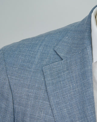 Luigi Bianchi Mantova Loro Piana Summertime Tonal Herringbone Jacket Light Blue 1369