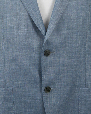 Luigi Bianchi Mantova Loro Piana Summertime Tonal Herringbone Jacket Light Blue 1371