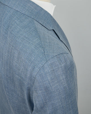 Luigi Bianchi Mantova Loro Piana Summertime Tonal Herringbone Jacket Light Blue 1372