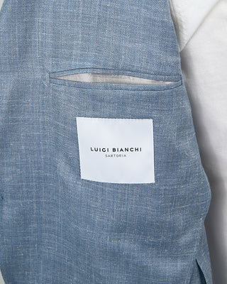 Luigi Bianchi Mantova Loro Piana Summertime Tonal Herringbone Jacket Light Blue 1374