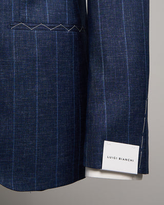 Luigi Bianchi Mantova Heathered Navy Stripe Wool Suit Blue 5 1673