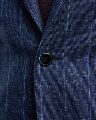 Luigi Bianchi Mantova Heathered Navy Stripe Wool Suit Blue 6 1671