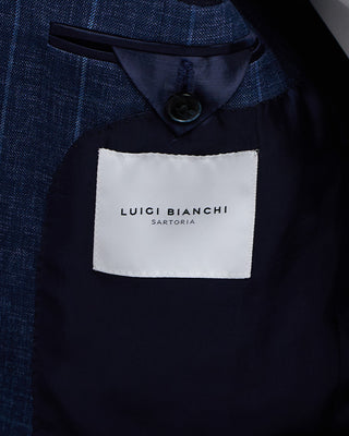 Luigi Bianchi Mantova Heathered Navy Stripe Wool Suit Blue 7 1670