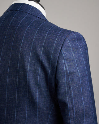 Luigi Bianchi Mantova Heathered Navy Stripe Wool Suit Blue 8 1672
