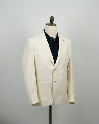 L.B.M. 1911 Wool  Cotton Textured White Soft Blazer White 1325