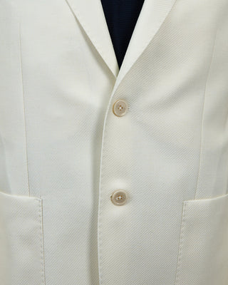 L.B.M. 1911 Wool  Cotton Textured White Soft Blazer White 1327