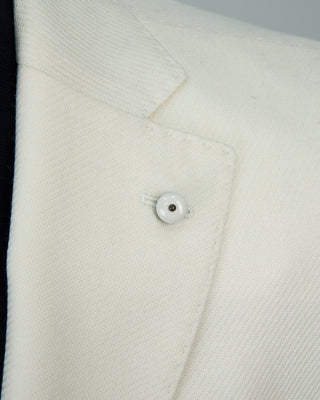 L.B.M. 1911 Wool  Cotton Textured White Soft Blazer White 1329